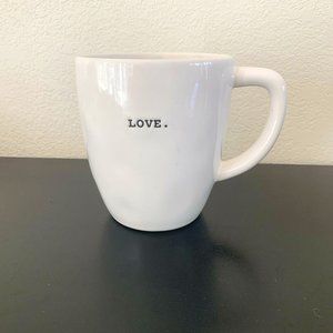 RAE DUNN BY MAGENTA TYPEWRITER FONT LOVE. RETIRED IVORY MUG HTF (LUMPY)